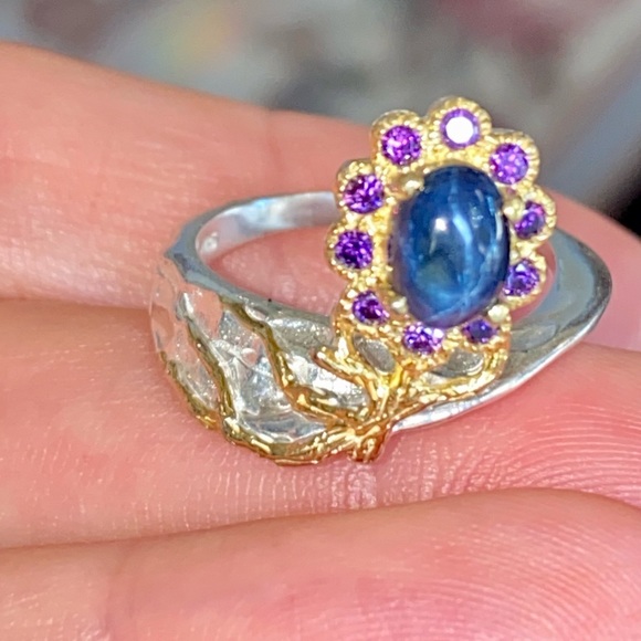 Classy Genuine Blue Star Sapphire Ring - Picture 10 of 11